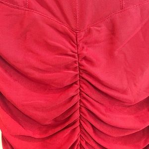 Marciano knee-length red ruched pencil skirt